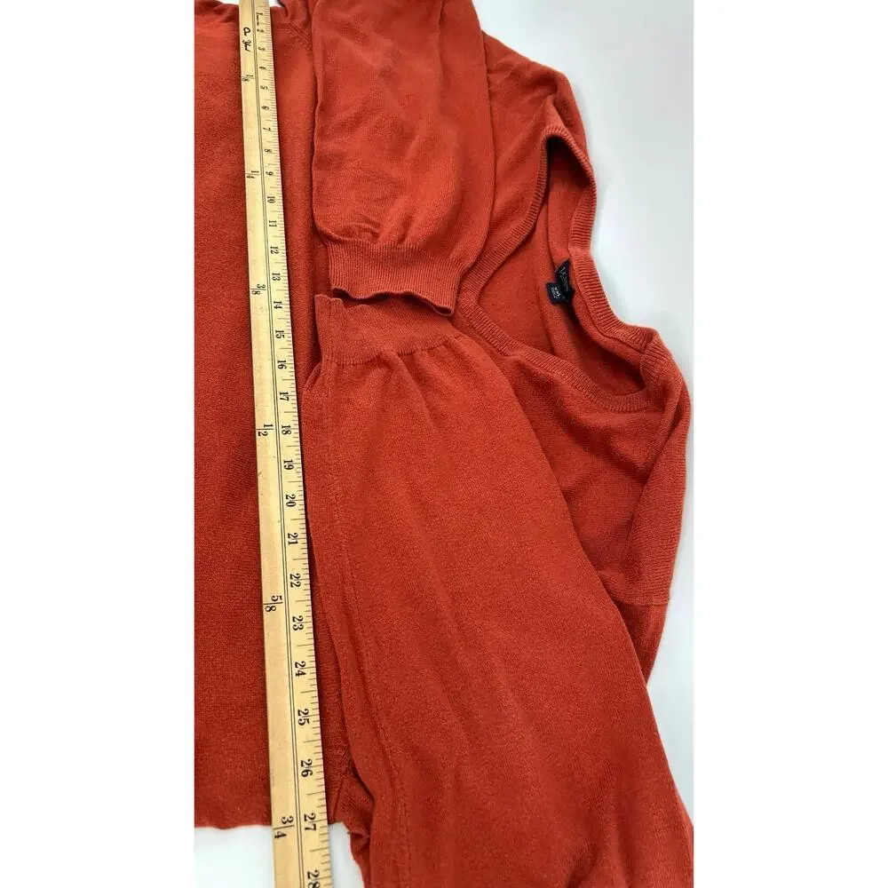 J.Crew Men's Cotton-Cashmere V-Neck Sweater Size XXL Burnt Orange Preppy